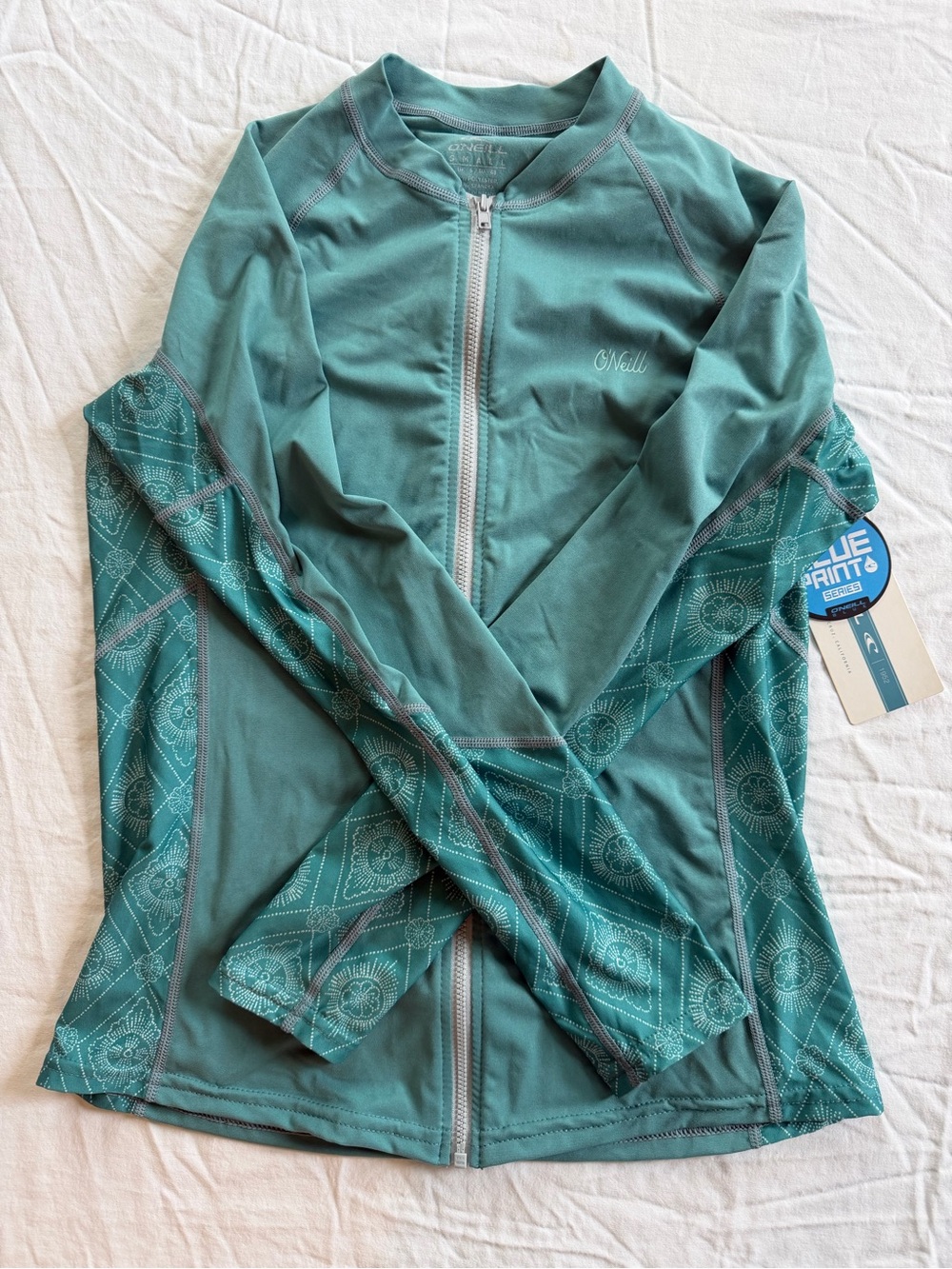 O'Neill Women's Teal Full-Zip Rash Guard Jacket